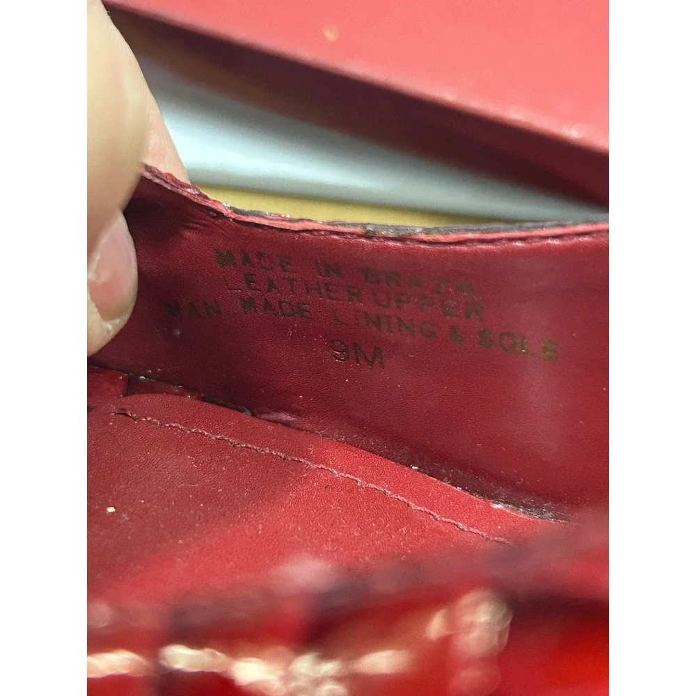 Alex Marie Croc Embossed Slingback Heels 9M Red Peep Kitten Heel Office Siren